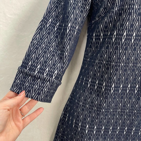 Anthropologie Aryeh Stretch Black Sheath Dress Geometric Pattern ¾ Sleeve Medium - Picture 14 of 14